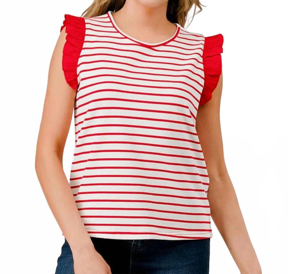 NEW PIXI + IVY kelly game day stripe top in red